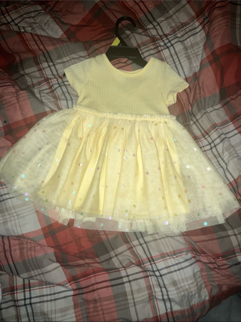 Girls Pale Yellow Sequin Tulle Party Dress